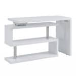 White Corner Writing Desk with Shelves and Pedestal Base 12 White Corner Writing Desk with Shelves and Pedestal Base