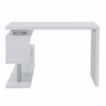 White Corner Writing Desk with Shelves and Pedestal Base 13 White Corner Writing Desk with Shelves and Pedestal Base