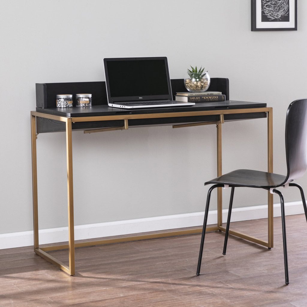 Black and Gold Adjustable Height Writing Desk with Rustic Style 8 Black and Gold Adjustable Height Writing Desk with Rustic Style - Image 8