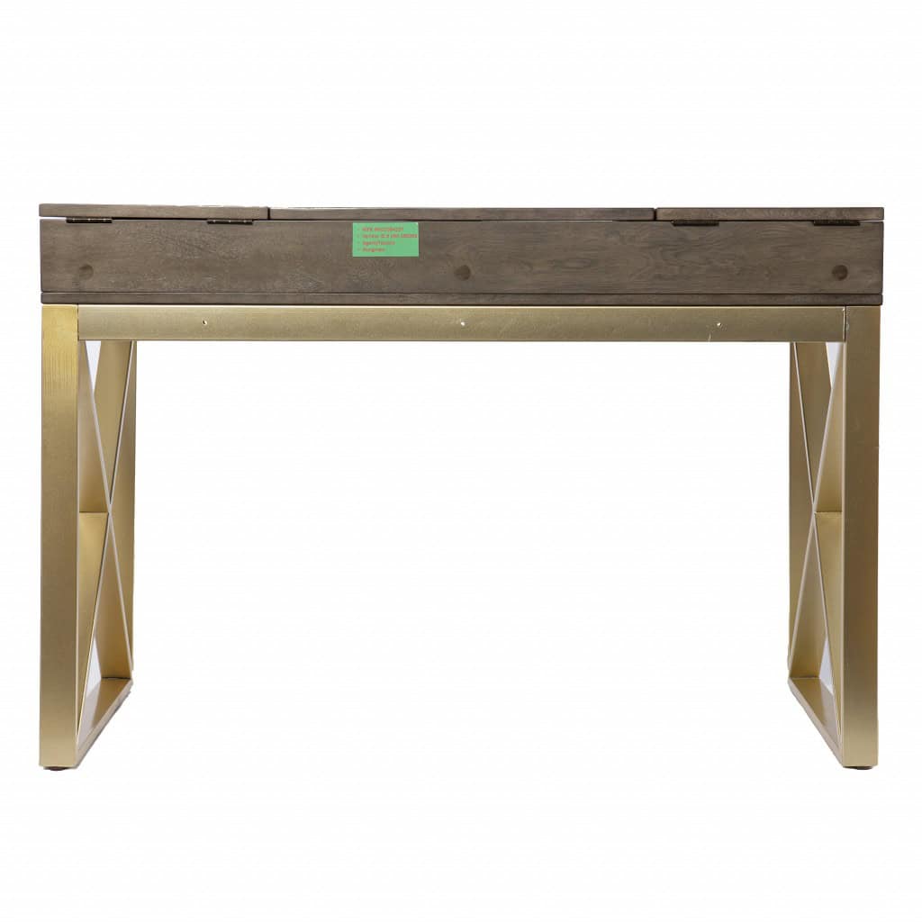 Gray and Gold Writing Desk With Drawers and Sleek X Base 5 Gray and Gold Writing Desk With Drawers and Sleek X Base - Image 5