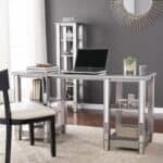 Silver Mirrored Desk with Shelves and Sleek Modern Design 18 Silver Mirrored Desk with Shelves and Sleek Modern Design