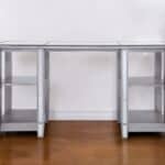 Silver Mirrored Desk with Shelves and Sleek Modern Design 10 Silver Mirrored Desk with Shelves and Sleek Modern Design