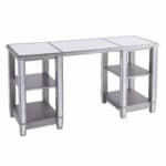 Silver Mirrored Desk with Shelves and Sleek Modern Design 12 Silver Mirrored Desk with Shelves and Sleek Modern Design