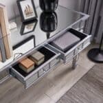 Silver Mirrored Writing Desk with Drawers 47 Inches Wide 18 Silver Mirrored Writing Desk with Drawers 47 Inches Wide