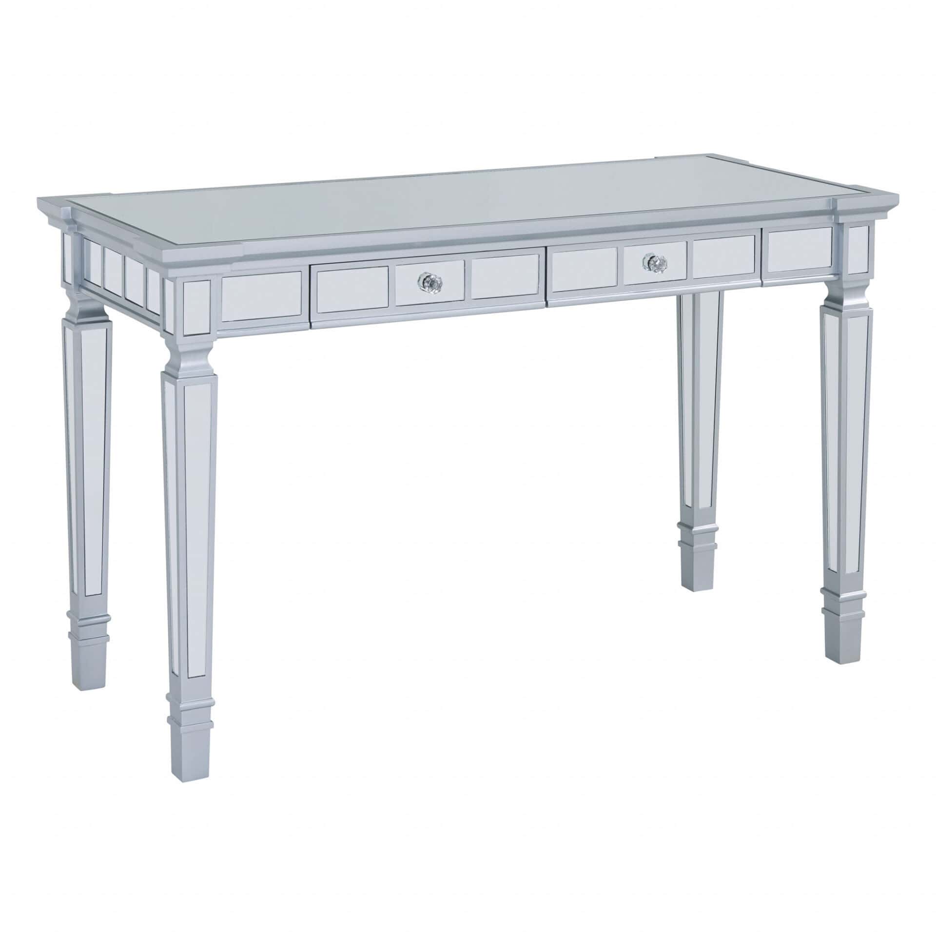 Silver Mirrored Writing Desk with Drawers 47 Inches Wide 3 Silver Mirrored Writing Desk with Drawers 47 Inches Wide - Image 3