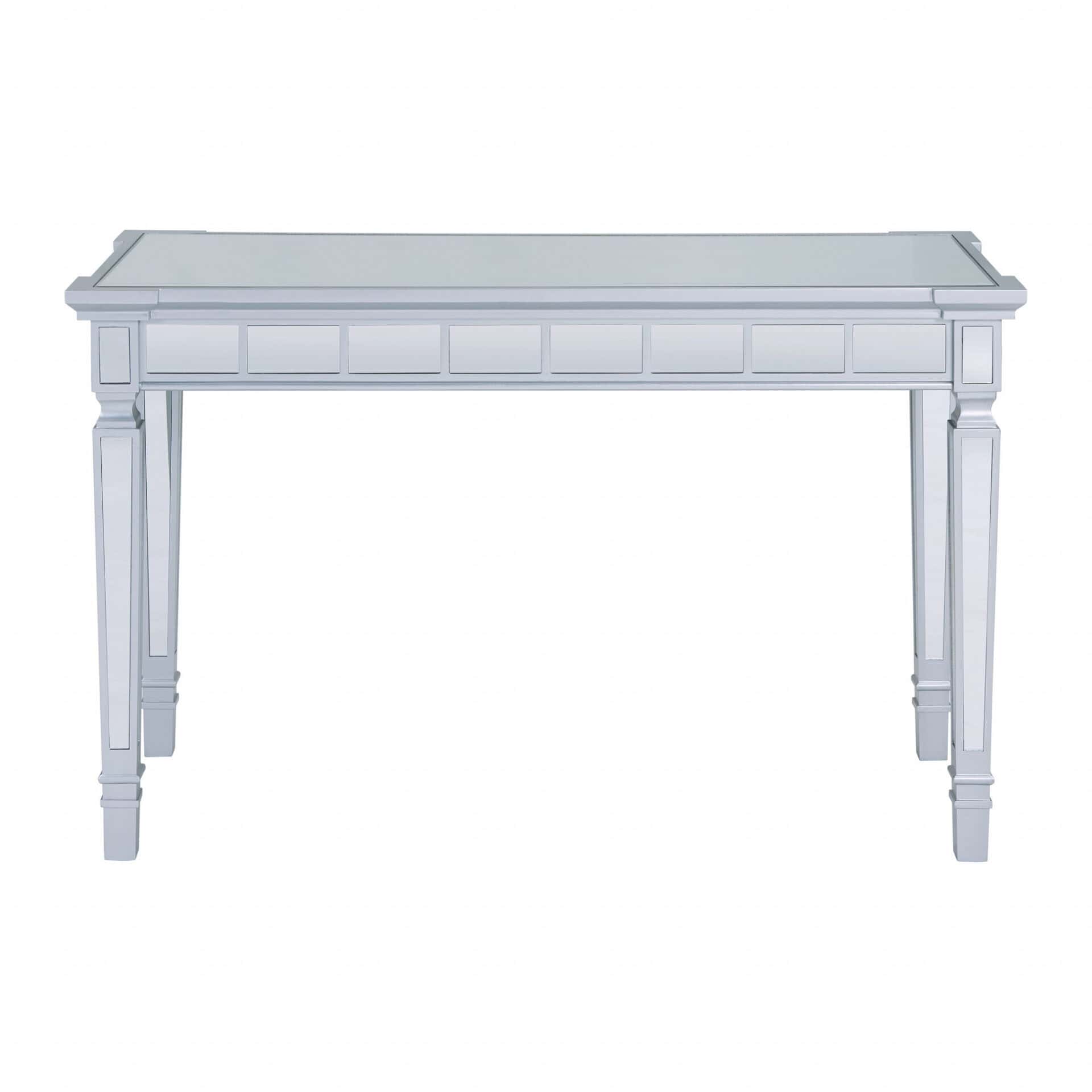 Silver Mirrored Writing Desk with Drawers 47 Inches Wide 5 Silver Mirrored Writing Desk with Drawers 47 Inches Wide - Image 5