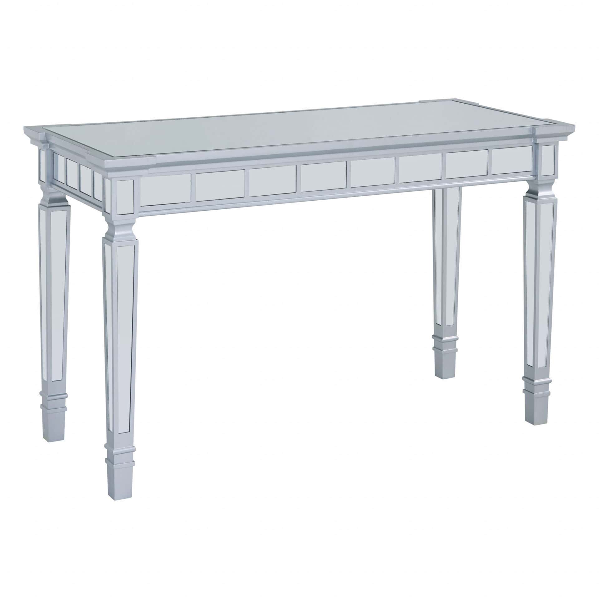 Silver Mirrored Writing Desk with Drawers 47 Inches Wide 6 Silver Mirrored Writing Desk with Drawers 47 Inches Wide - Image 6