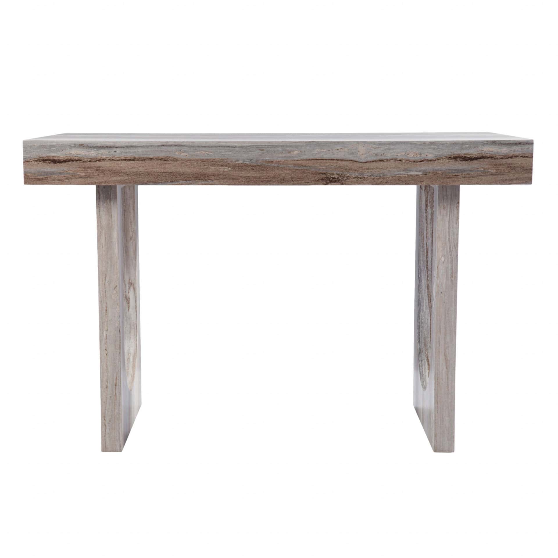 Brown Faux Marble Writing Desk with Geometric Base and Sled Design 2 Brown Faux Marble Writing Desk with Geometric Base and Sled Design - Image 2