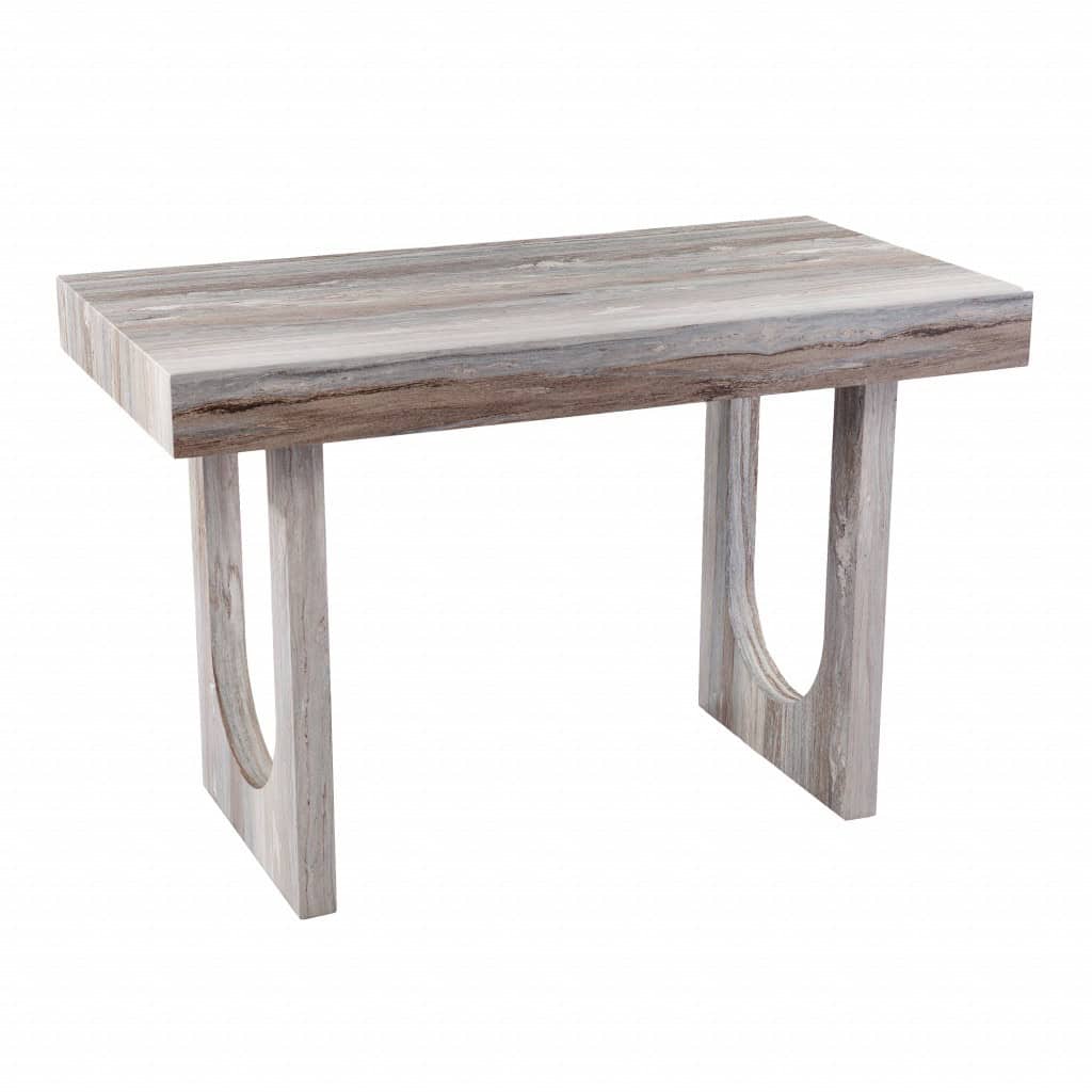 Brown Faux Marble Writing Desk with Geometric Base and Sled Design 3 Brown Faux Marble Writing Desk with Geometric Base and Sled Design - Image 3