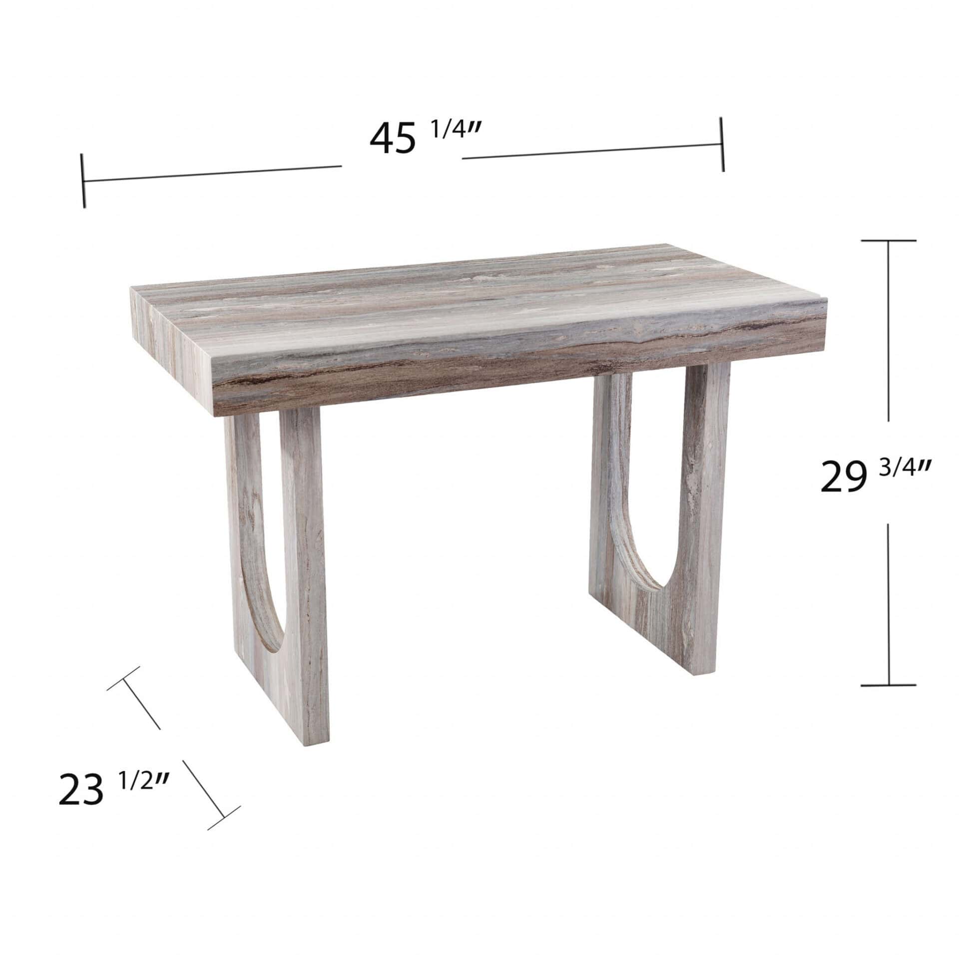 Brown Faux Marble Writing Desk with Geometric Base and Sled Design 8 Brown Faux Marble Writing Desk with Geometric Base and Sled Design - Image 8