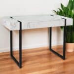 Sleek White and Black Writing Desk with Storage Drawer