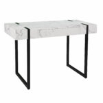 Sleek White and Black Writing Desk with Storage Drawer