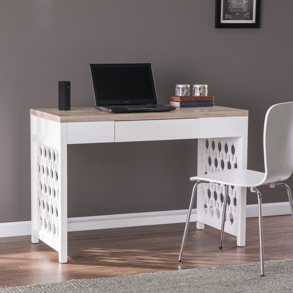 Natural White Writing Desk with Three Drawers for Home Offices 7 Natural White Writing Desk with Three Drawers for Home Offices - Image 7