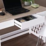 Natural White Writing Desk with Three Drawers for Home Offices 17 Natural White Writing Desk with Three Drawers for Home Offices