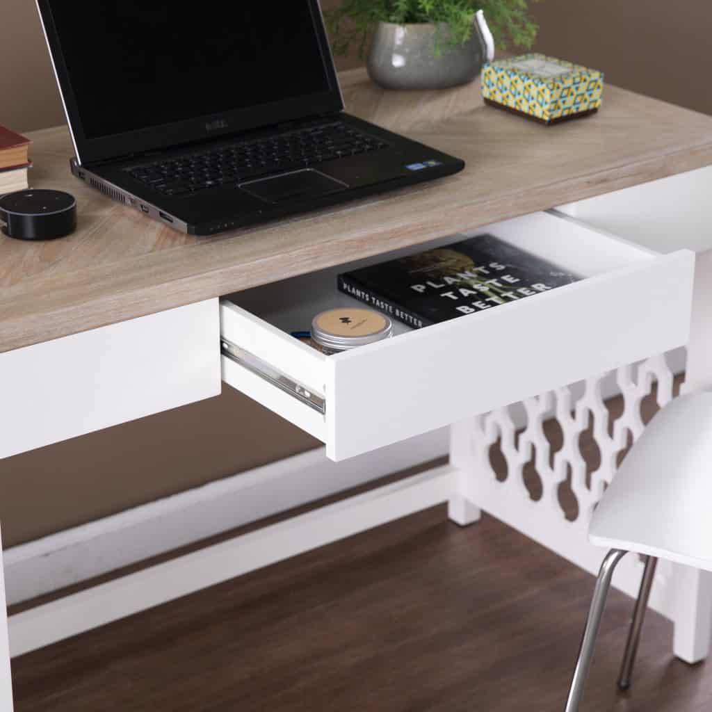Natural White Writing Desk with Three Drawers for Home Offices 8 Natural White Writing Desk with Three Drawers for Home Offices - Image 8