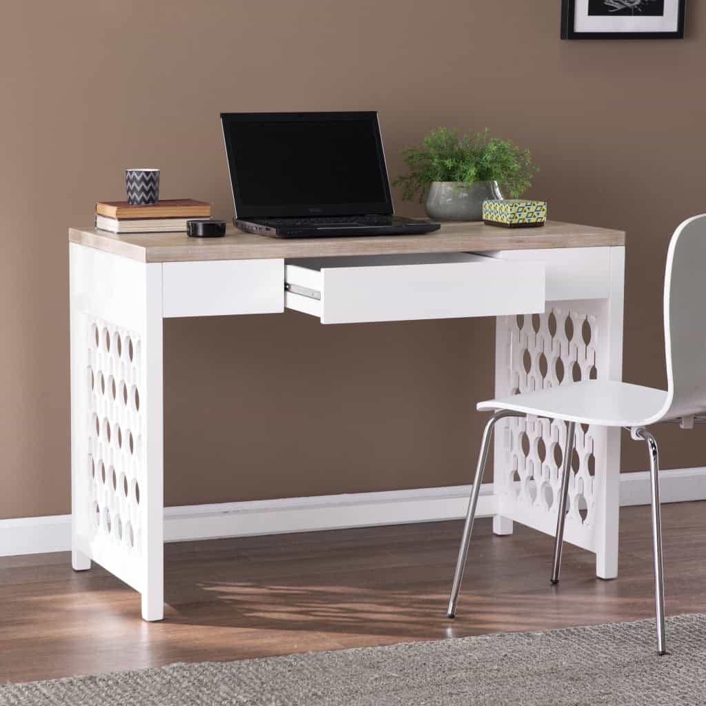 Natural White Writing Desk with Three Drawers for Home Offices 9 Natural White Writing Desk with Three Drawers for Home Offices - Image 9