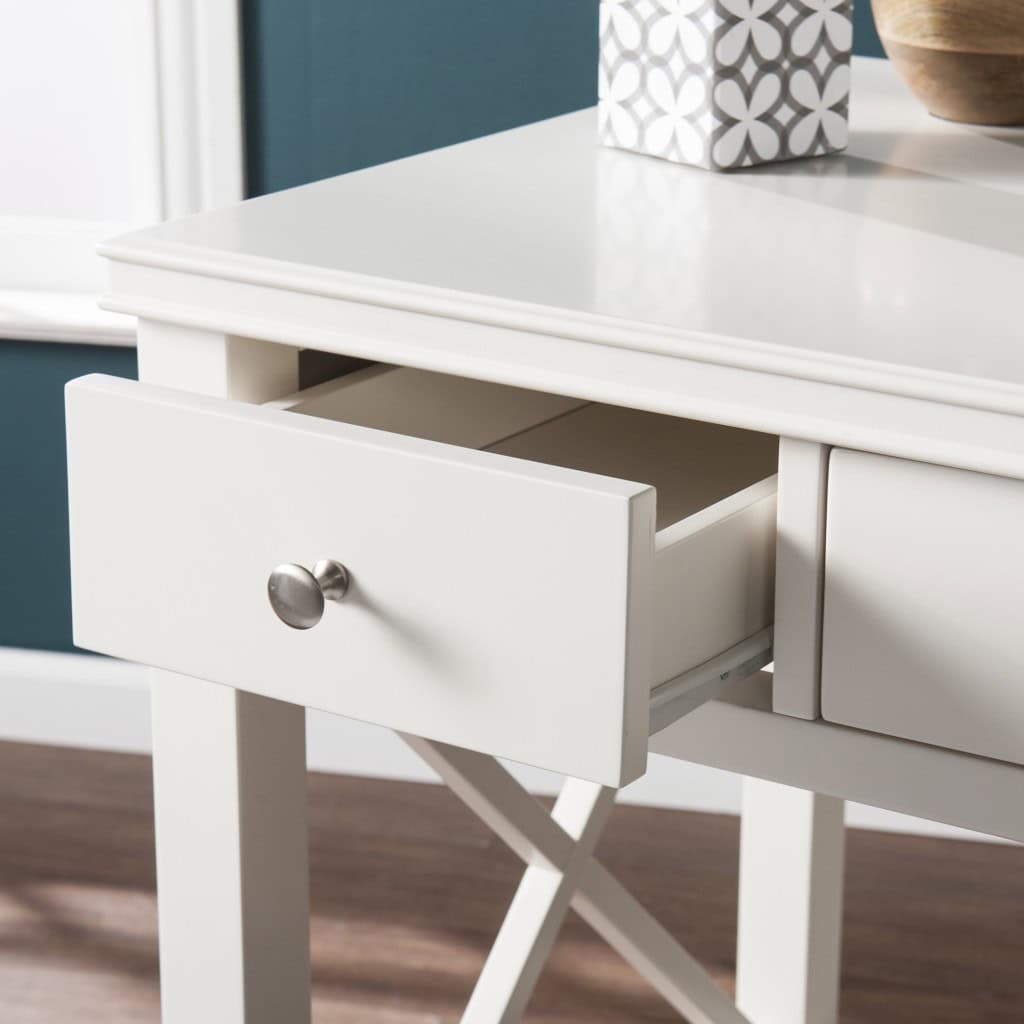 White Poplar Solid Wood Writing Desk With Three Drawers 9 White Poplar Solid Wood Writing Desk With Three Drawers - Image 9