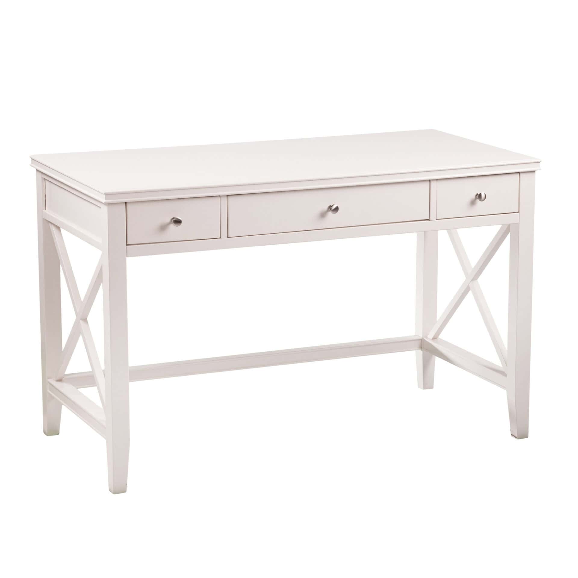 White Poplar Solid Wood Writing Desk With Three Drawers 2 White Poplar Solid Wood Writing Desk With Three Drawers - Image 2