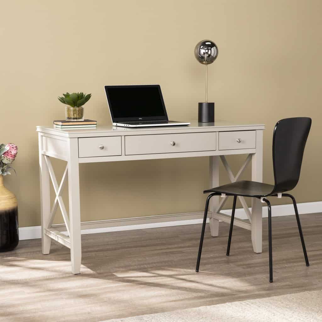 Farmhouse Gray Desk with Silver Knobs and X Frame 7 Farmhouse Gray Desk with Silver Knobs and X Frame - Image 7