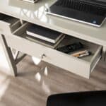 Farmhouse Gray Desk with Silver Knobs and X Frame 17 Farmhouse Gray Desk with Silver Knobs and X Frame