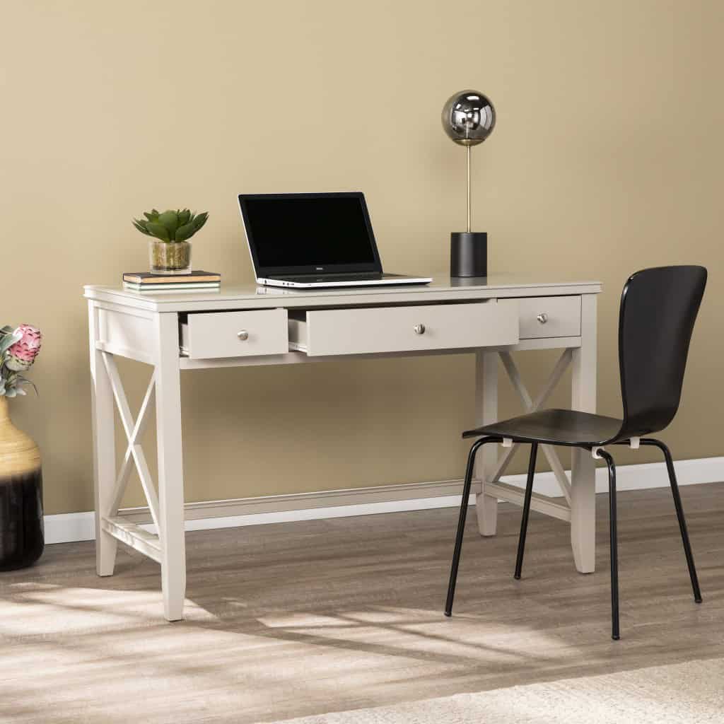 Farmhouse Gray Desk with Silver Knobs and X Frame 9 Farmhouse Gray Desk with Silver Knobs and X Frame - Image 9