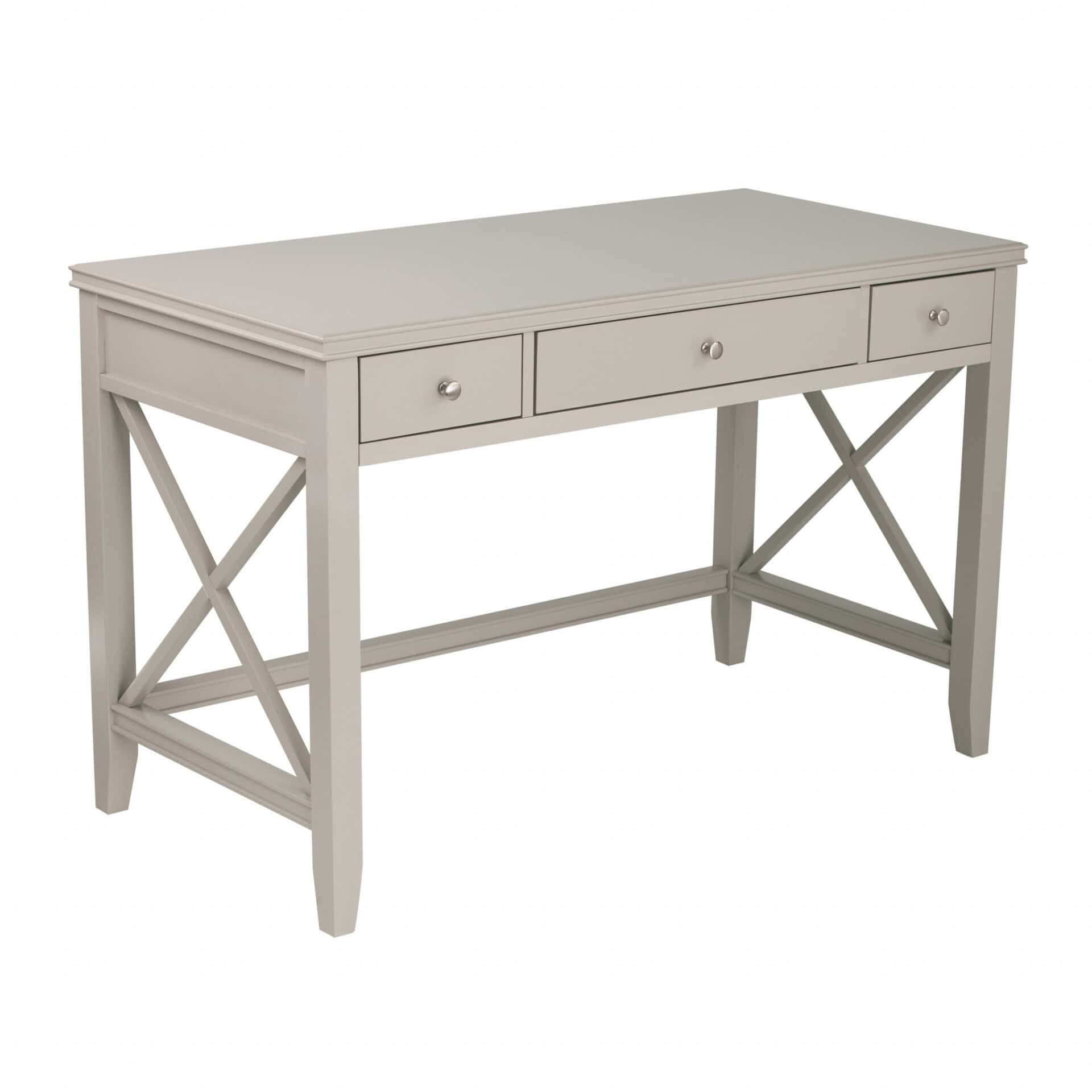Farmhouse Gray Desk with Silver Knobs and X Frame 2 Farmhouse Gray Desk with Silver Knobs and X Frame - Image 2
