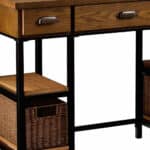 Gray and Black Writing Desk With Drawers and Broad Workspace