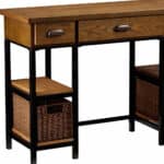 Gray and Black Writing Desk With Drawers and Broad Workspace