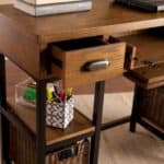 Gray and Black Writing Desk With Drawers and Broad Workspace