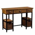 Gray and Black Writing Desk With Drawers and Broad Workspace