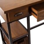 Gray and Black Writing Desk With Drawers and Broad Workspace