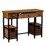 Gray and Black Writing Desk With Drawers and Broad Workspace