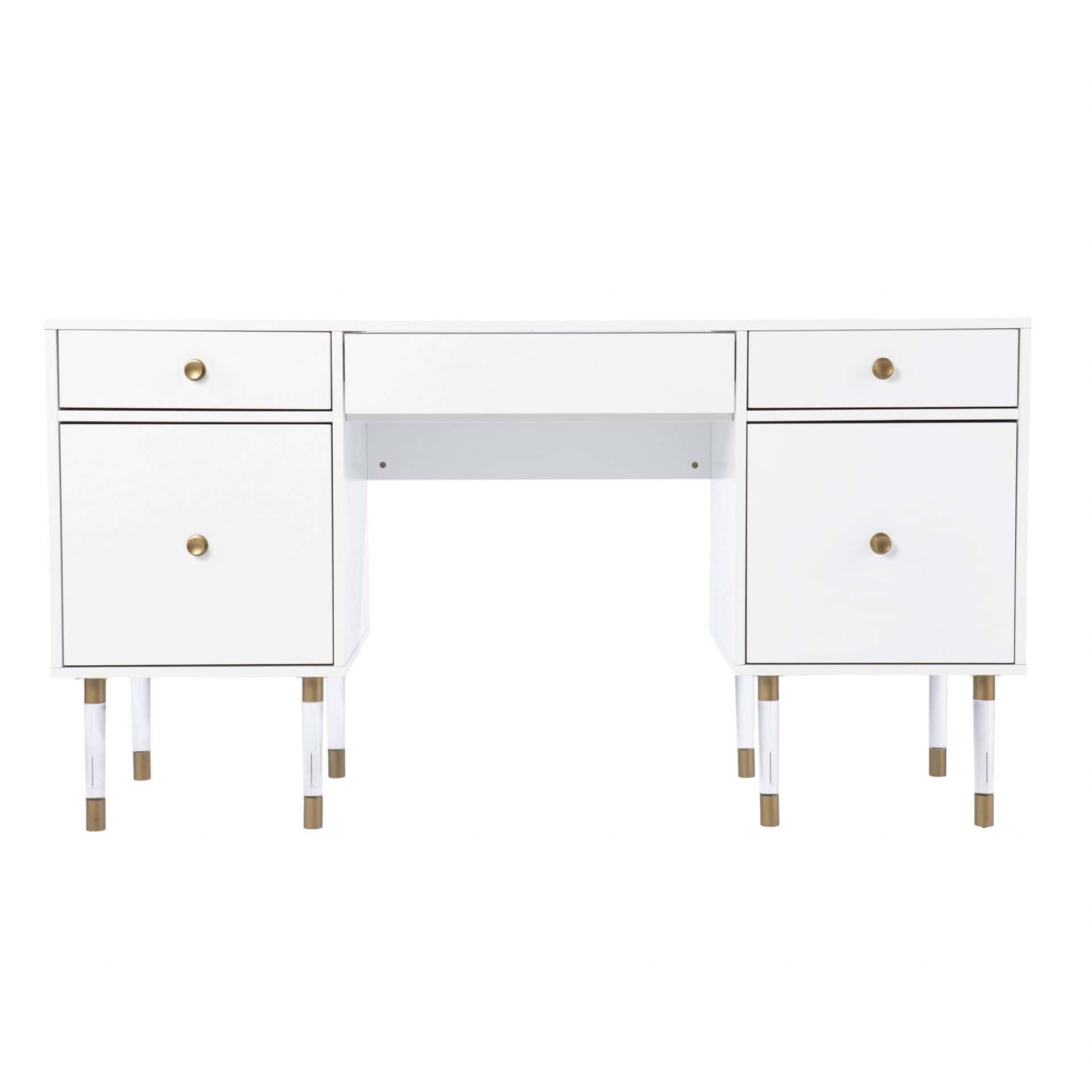 White Writing Desk With Four Drawers and Classic Design 1 White Writing Desk With Four Drawers and Classic Design