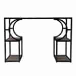 Wood and Iron Writing Desk with Shelves for Storage