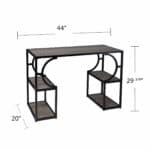 Wood and Iron Writing Desk with Shelves for Storage