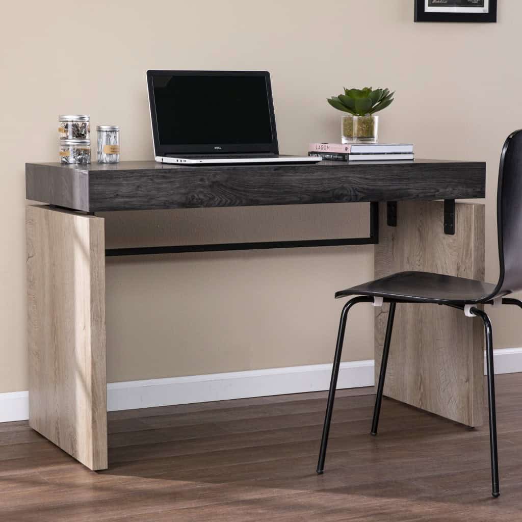 Black and Brown Rectangular Writing Desk with Sled Base Design 8 Black and Brown Rectangular Writing Desk with Sled Base Design - Image 8