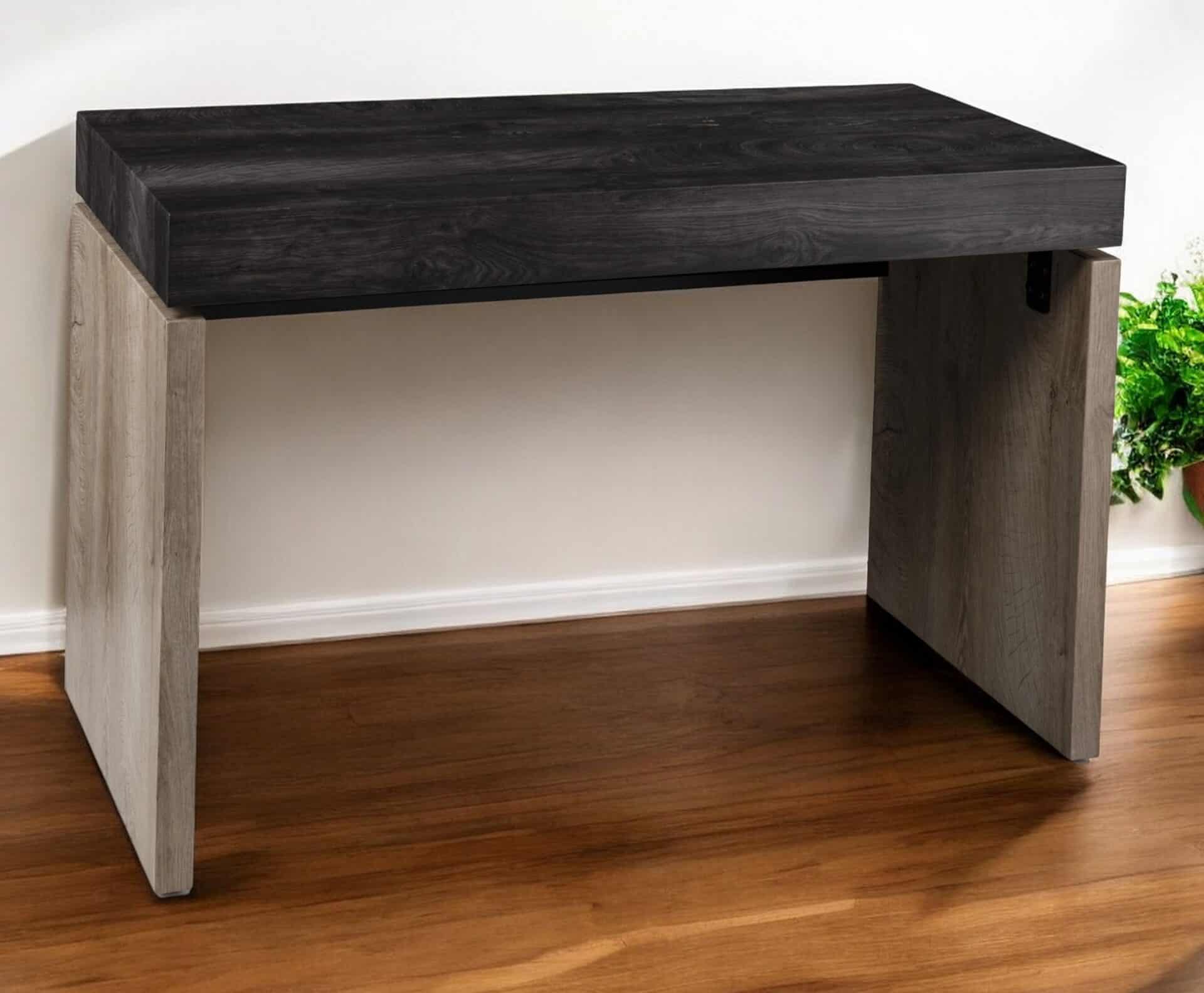 Black and Brown Rectangular Writing Desk with Sled Base Design 1 Black and Brown Rectangular Writing Desk with Sled Base Design