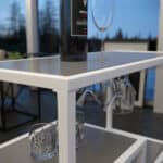 Gray and White Glass Rolling Bar Cart With Wine Storage