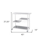 Gray and White Glass Rolling Bar Cart With Wine Storage