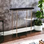 Gold Black and White Oval Bar Cart With Wine Storage