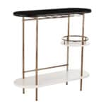 Gold Black and White Oval Bar Cart With Wine Storage