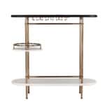Gold Black and White Oval Bar Cart With Wine Storage