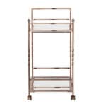 Champagne Metal Rolling Bar Cart With Mirrored Glass and Wine Storage