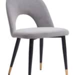 Modern Gray Velvet Dining Chair with Steel Base (Set of 2) 12 Modern Gray Velvet Dining Chair with Steel Base (Set of 2)