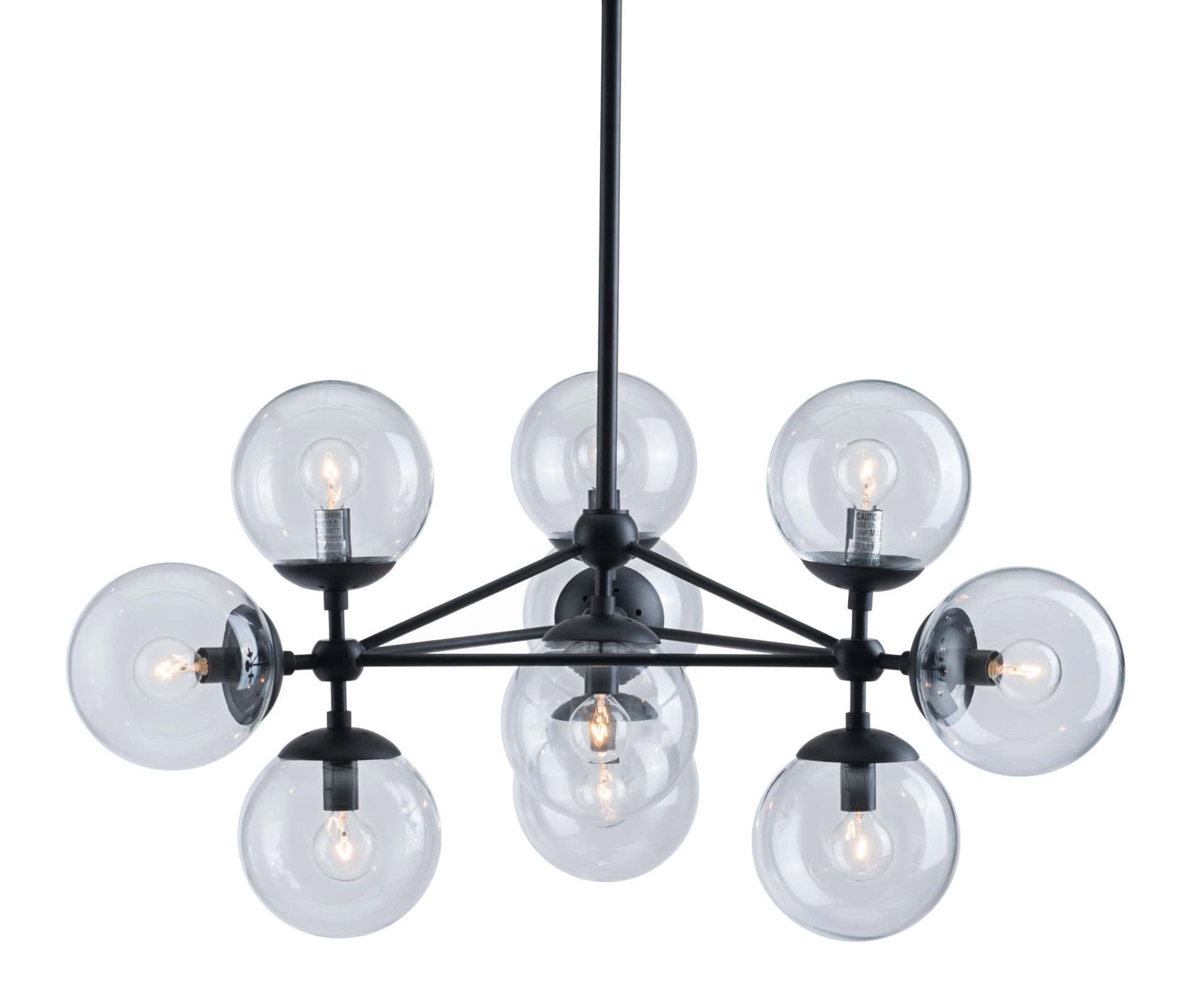 Mid-Century Black Metal Ceiling Lamp with Clear Glass Globes 13 Mid-Century Black Metal Ceiling Lamp with Clear Glass Globes