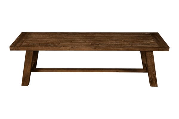 Farmhouse Acacia Dining Bench Medium Brown Distressed Wood Finish