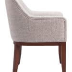Gray Upholstered Dining Chair with Solid Wood Frame and Armrests