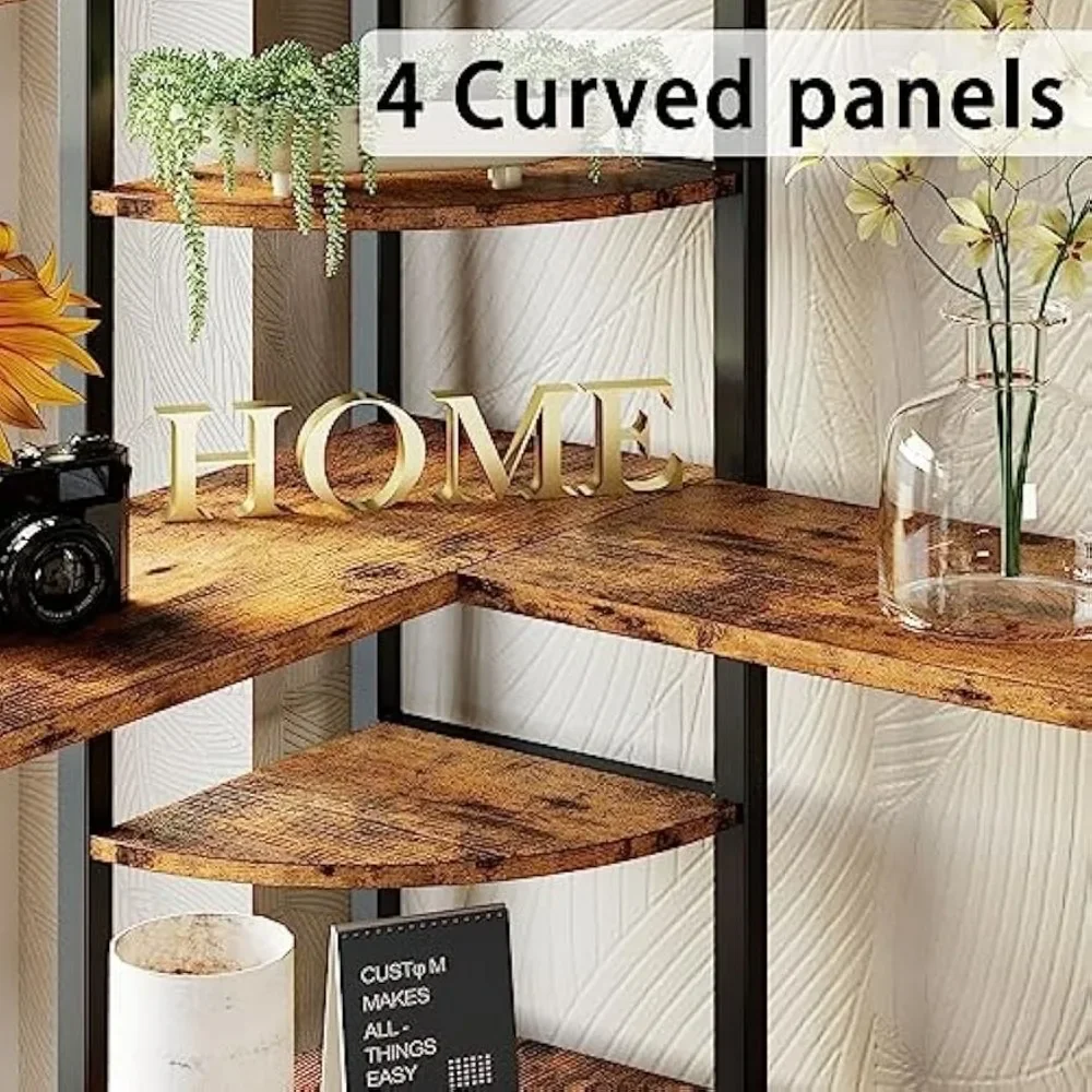 5Tier LShaped Corner Bookcase with Curved Panels Cave Supplies