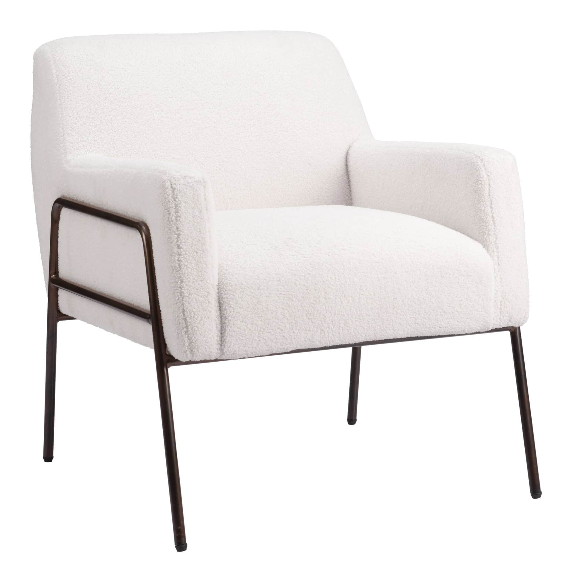 Modern Shearling Style Accent Chair with Steel Frame 8 Modern Shearling Style Accent Chair with Steel Frame - Image 8