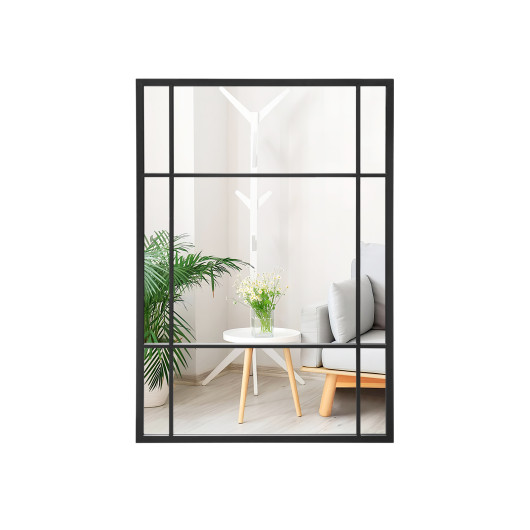 Black Metal Framed Wall Mounted Mirror with Shatterproof Glass - Image 3